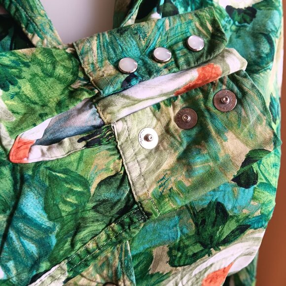 1OF1 Small True Vintage Western Snap Hippy 1970's Top Shirt Botanical Print - Picture 7 of 8